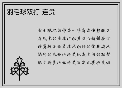 羽毛球双打 连贯