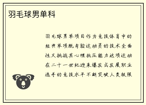 羽毛球男单科