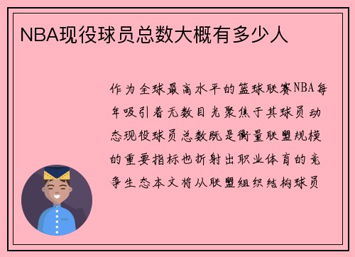 NBA现役球员总数大概有多少人